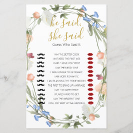 Wildblumen Brautparty sagte er, sie sagte Game