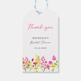 Wildblumen Brautparty Script Rosa Florals Geschenkanhänger