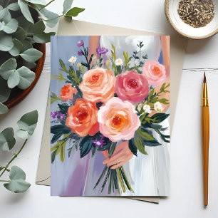 Wildblumen-Brautstrauß   Florale Hochzeit Braut Postkarte