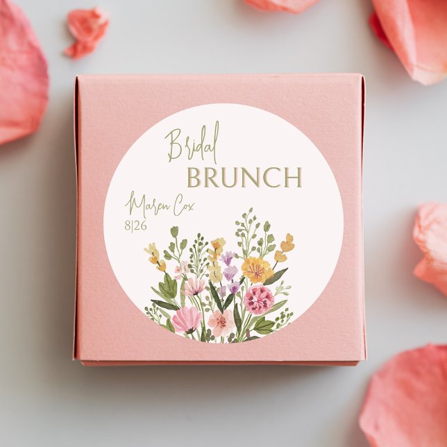Wildblumen Bridal Brunch Round Labels Etiketten (Watercolor Wildflowers Bridal Brunch Round Labels
)
