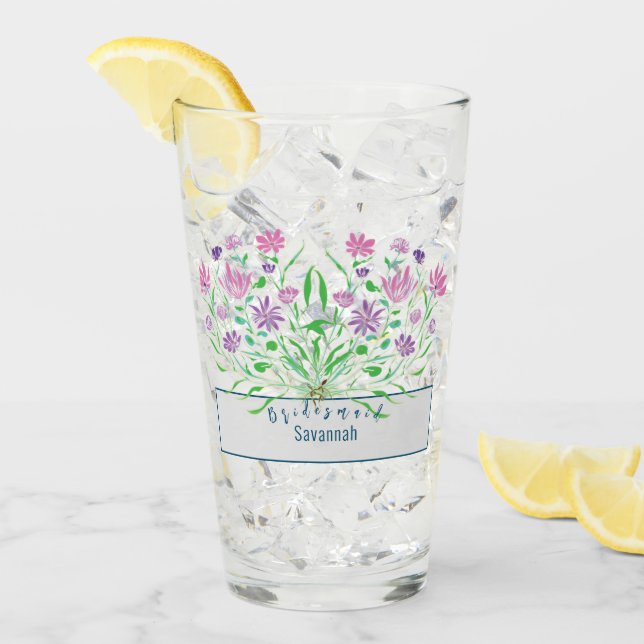 Wildblumen Bridesmaid Hochzeitbrille Glas (Vorderseite Ice)