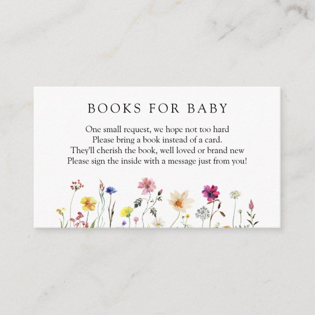 Wildblumen Bücher für Babybettkarte Begleitkarte (Vorderseite)