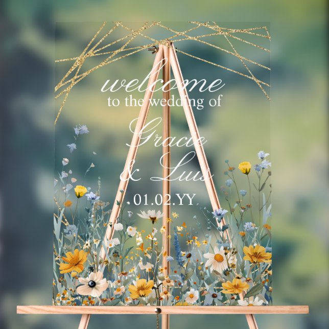 Wildblumen Bunte Botanische Hochzeiten Acrylschild (Neutral)
