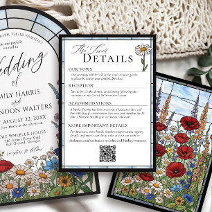 Wildblumen-Buntglas-Blumen-Hochzeitsdetails Begleitkarte