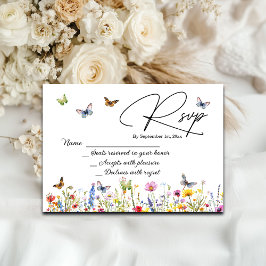 Wildblumen Butterflies Elegante Wedding RSVP Card