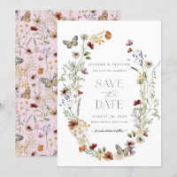 Wildblumen Butterfly Floral Save the Date