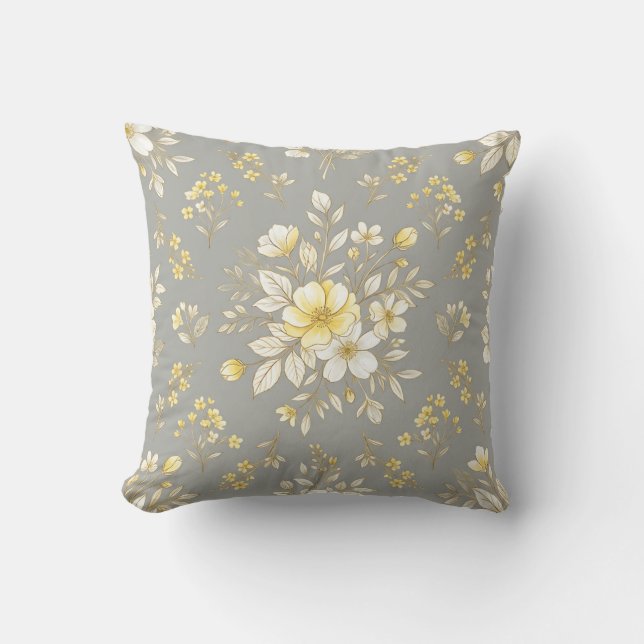 Wildblumen Buttermilch Samt Kissen (Vorderseite)