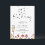 Wildblumen Champagner Glass 30. Geburtstag Einladung<br><div class="desc">Wildblumen Champagne Glass 30. Geburtstag Einladung Wildblumen zum 30. Geburtstag Einladung mit einem schönen mehrfarbigen Wildblume Arrangement und großen goldfarbenen Champagner Glas. Diese moderne Wildblume aus dem 30. Jahrhundert lädt auch zu einer modernen Kalligraphie Schriftart Bildüberschrift und einigen Imitaten Gold Glitzer Punkte ein.</div>