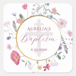 Wildblumen Circle Baptisse Aufkleber