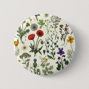 Wildblumen-Collage Button