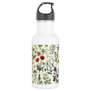 Wildblumen-Collage Edelstahlflasche