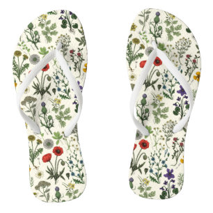Wildblumen-Collage Flip Flops