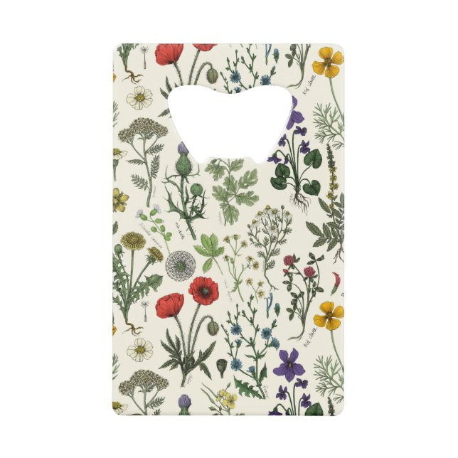 Wildblumen-Collage Geldbeutel Flaschenöffner (Vorderseite)
