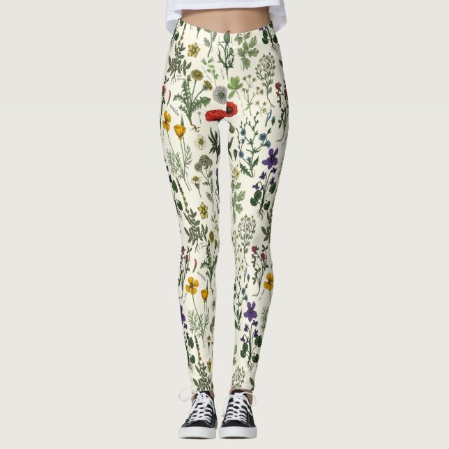 Wildblumen-Collage Leggings (Vorderseite)