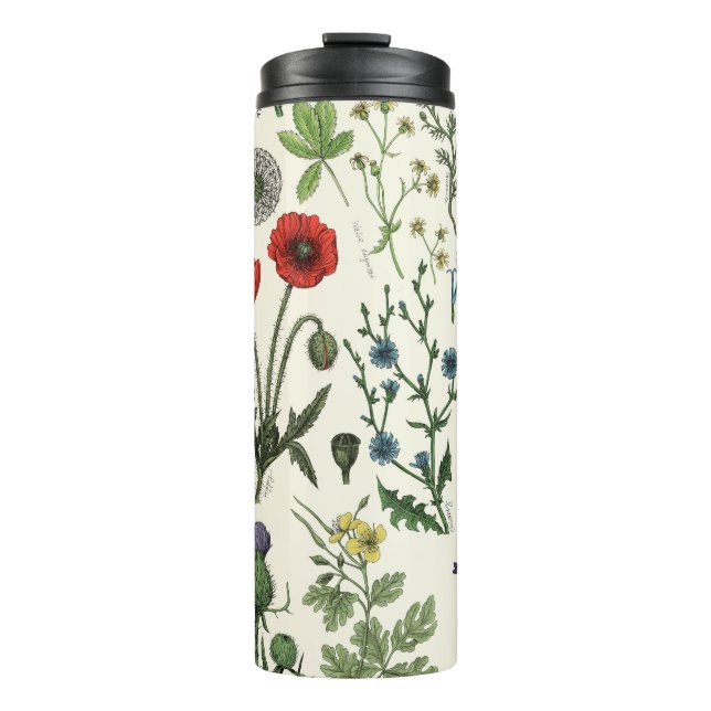 Wildblumen-Collage Thermosbecher (Vorderseite)