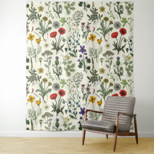 Wildblumen-Collage Wandteppich