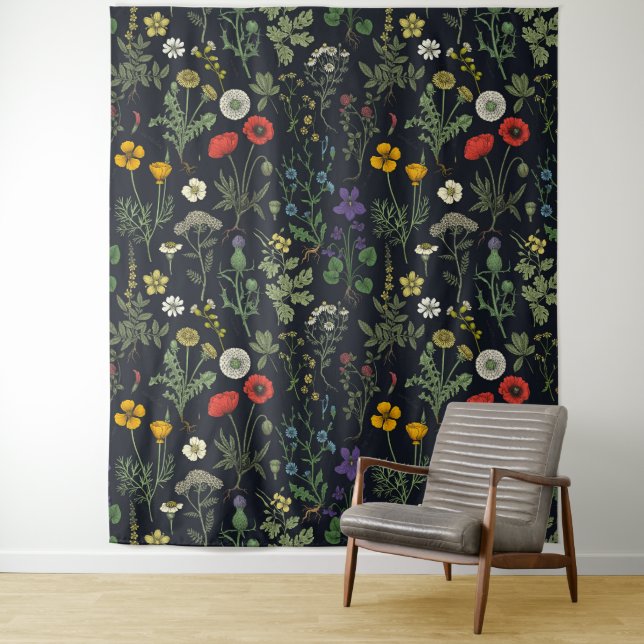 Wildblumen-Collage Wandteppich (Beispiel)