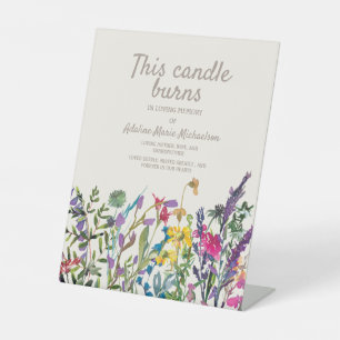 Wildblumen Creme Lila Diese Kerze Brennt Erinnerun Sockelschild