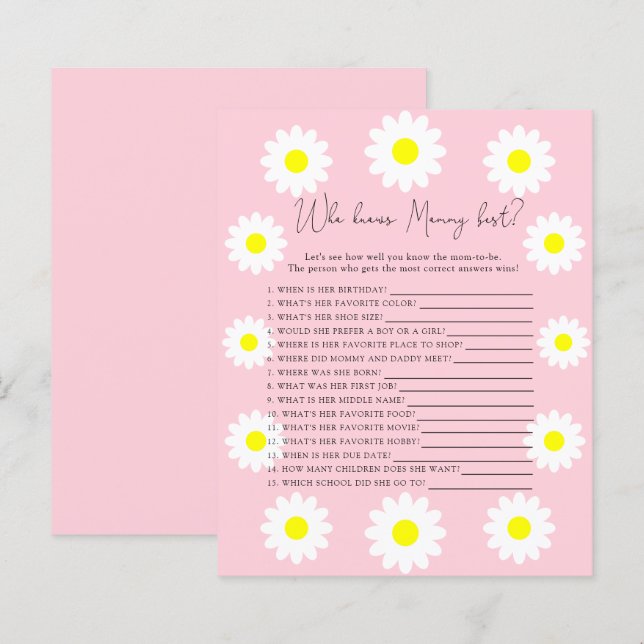 Wildblumen Daisy - Wer kennt MOMMY am besten (Vorne/Hinten)