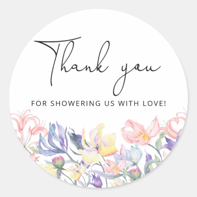 Wildblumen danke runder aufkleber (Vorderseite)