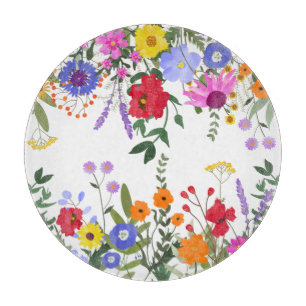Wildblumen Decorative Glaszuschnitt 12" Schneidebrett