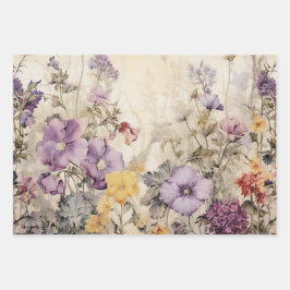 WILDBLUMEN DEKORATIVE PAPIERSET GESCHENKPAPIER SET