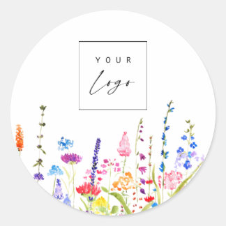 Wildblumen der Farbe für benutzerdefinierte Logos Runder Aufkleber