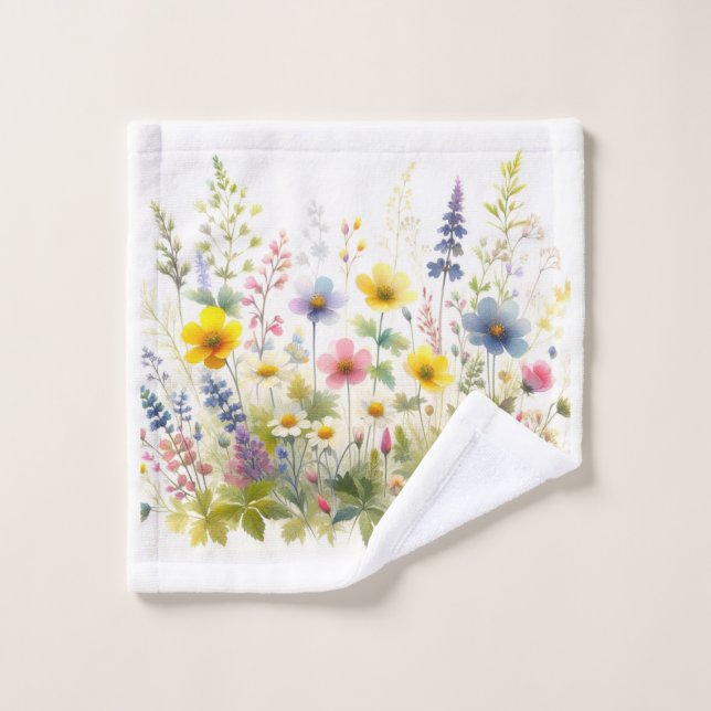 Wildblumen der SommerBlume auf Weiß Waschlappen (Waschlappen)