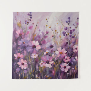 Wildblumen der Tapisserie Lila Rosa Blume Art Wandteppich