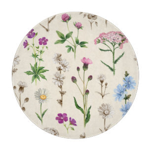 Wildblumen der Wasserfarbe. Schneidebrett