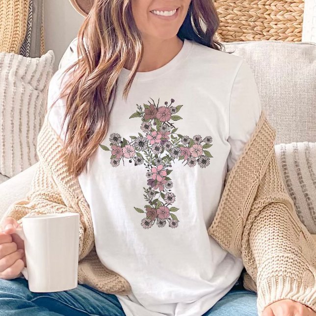 Wildblumen des Blumenkreuzes Ostern Christlich T-Shirt (Von Creator hochgeladen)
