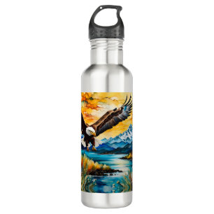 Wildblumen des Flusses Bald Eagle bei Sonnenunterg Edelstahlflasche