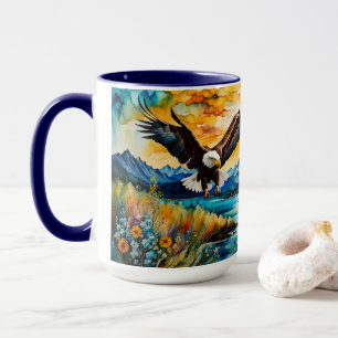 Wildblumen des Flusses Bald Eagle bei Sonnenunterg Tasse