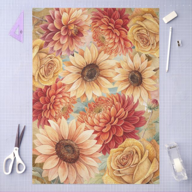 Wildblumen des Wasserfarbenfalls auf Pergament Seidenpapier (Basteln)