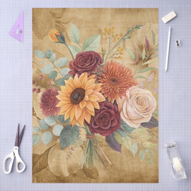 Wildblumen des Wasserfarbenfalls auf Pergament Seidenpapier (Basteln)