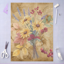 Wildblumen des Wasserfarbenfalls auf Pergament Seidenpapier