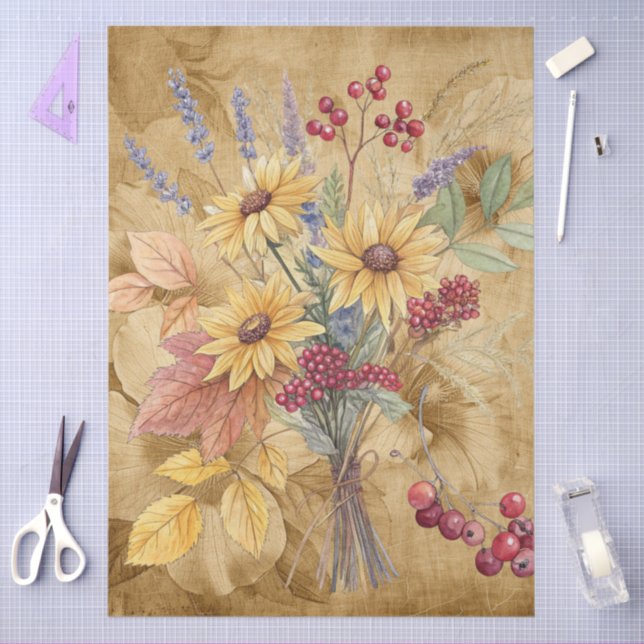 Wildblumen des Wasserfarbenfalls auf Pergament Seidenpapier (Basteln)