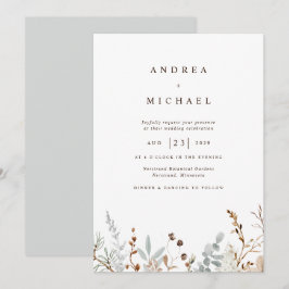 Wildblumen des Winterfeldes Botanische Hochzeit Einladung