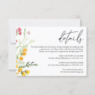 Wildblumen - Details zur Hochzeitkarte Einladung