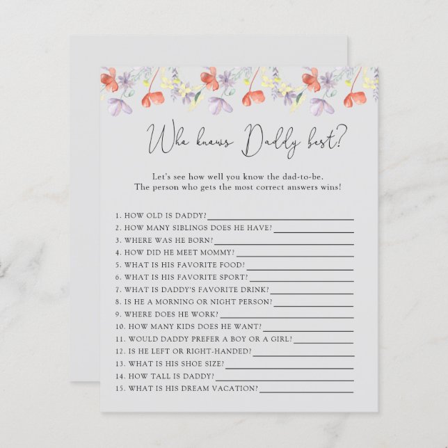 Wildblumen, die DADDY am besten kennen (Vorne/Hinten)