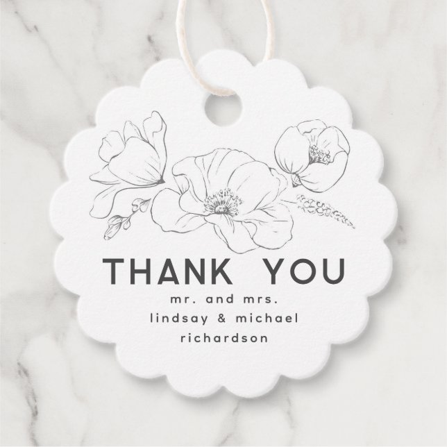Wildblumen, die Elegant Gezeichnet haben Geschenkanhänger (Vorderseite)