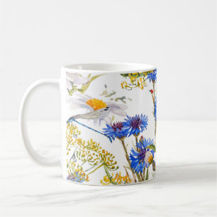 Wildblumen: Dunkelblau, wasserfarblos Kaffeetasse