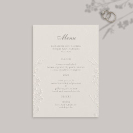 Wildblumen Ecru Imitats Embossed Classic Wedding Menükarte
