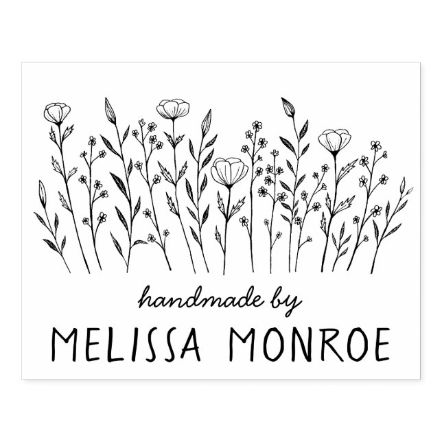 Wildblumen Einfache Linie Art Blume Meadow CUSTOM Gummistempel (Prägung)