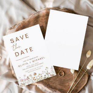 Wildblumen Elegant Boho Save the Date Minimalistis