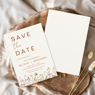 Wildblumen Elegant Boho Save the Date Minimalistis