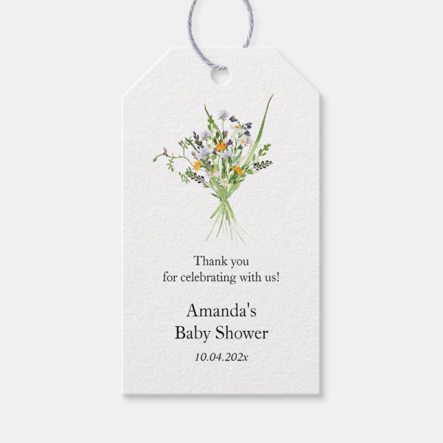 Wildblumen Elegante Babydusche Gefallen-Geschenk-T Geschenkanhänger (Vorderseite)