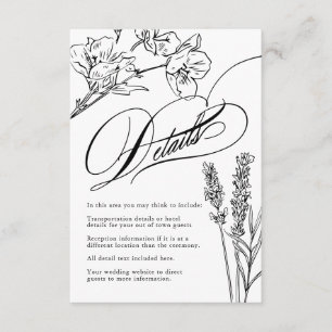 Wildblumen Elegante Gotische Hochzeitsdetails Beil Begleitkarte