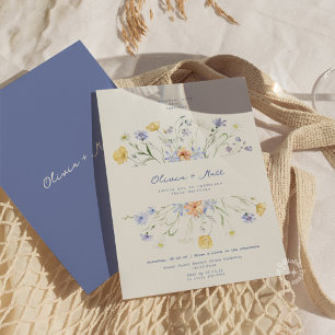 Wildblumen Elegante Handschriftliche Hochzeit Hoch Einladung
