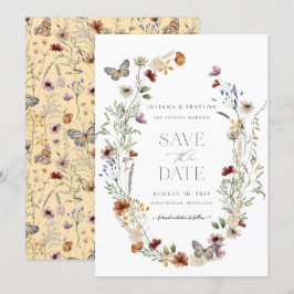 Wildblumen Elegante Wasserfarben Blumen & Butterfy Save The Date